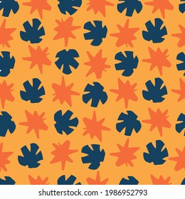 Seamless vector tropical pattern design ink splash monstera repeatable endless ornament