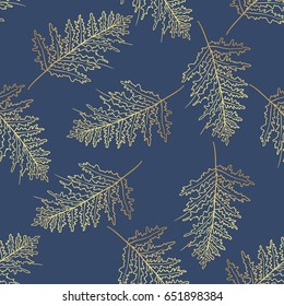 Seamless vector tropical pattern. Tropical gold leaves, jungle leaves. Beautiful seamless vector fashionable chic abstract tropical floral pattern background