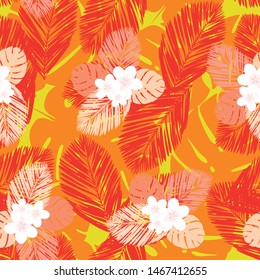 Seamless vector tropical pattern.  Vector illustration.