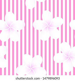 Seamless vector tropical pattern. Plumeria, frangipani. Exotic vector beach wallpaper seamless pattern.