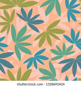 Seamless vector tropical pattern silhouette background, papercut foliage in a modern bright summer print design.