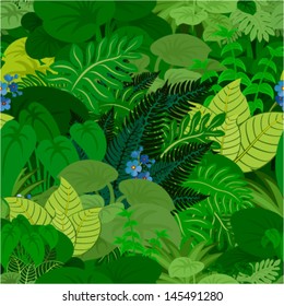 Seamless vector tropical rainforest Jungle background