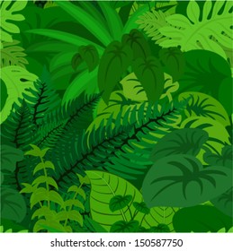 Seamless vector tropical rainforest Jungle background 