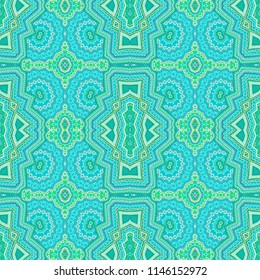Seamless vector turquoise- green ornamental geometric texture