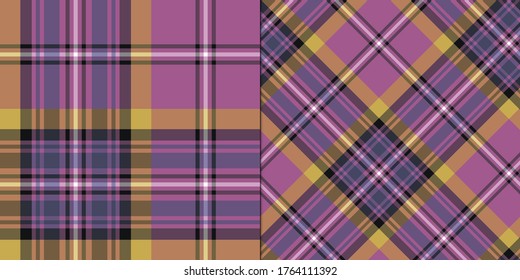 Seamless vector two purple plaid patterns.