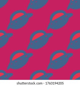 Seamless vector of UFO, star and aerospace on pastel color background