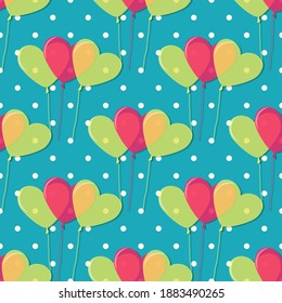 Seamless vector Valentine's Day pattern with decorative heart balloons. Happy Birthday. Can be used for wallpaper, image fill, web page, background, surface.