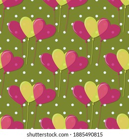 Seamless vector Valentine's Day pattern with decorative heart balloons. Happy Birthday. Can be used for wallpaper, image fill, web page, background, surface.