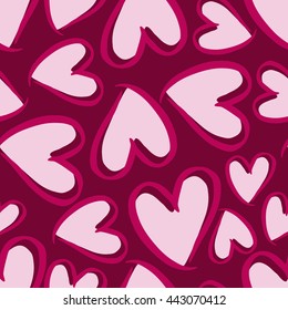 Seamless vector Valentine's Day pattern. Hand drawn hearts.