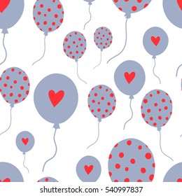 Seamless vector Valentine's Day pattern. Cute flat air balloon background for wrapping, textile, print.