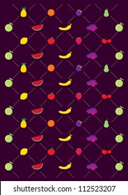 seamless vector of various colorful fruits
