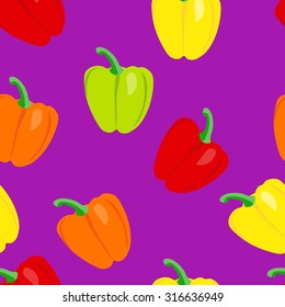 Seamless  vector vegetable pattern. Background with paprika . Designer wallpaper for restaurant, cafe, menu.