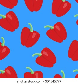 Seamless vector vegetables pattern. background with paprika. Colorful texture can be used for cooking website background,  print textile, menu background