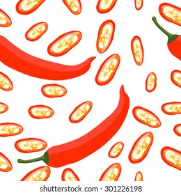 Seamless vector vegetables pattern. Chili background