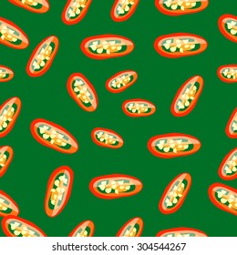 Seamless vector vegetables pattern. Chili background. Colorful texture can be used for cooking website background,  print textile, menu background