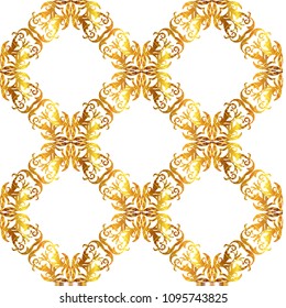Seamless vector victorian gold background. Floral wallpaper baroque or damask pattern. 
