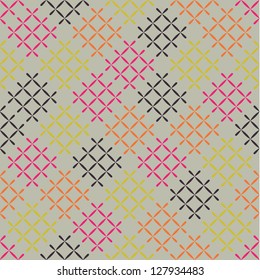 Seamless vector vintage curl grid background pattern