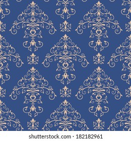 Seamless vector vintage dark blue pattern