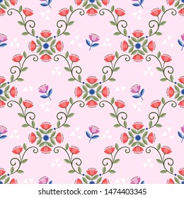 Seamless vector vintage floral pattern in modern style background wallpaper.