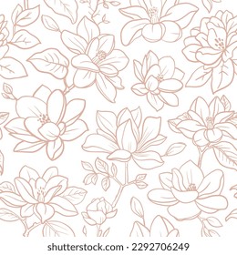 Nahtlose Vintage-Blumenmuster Magnolia Zweige mit Blumen und Blättern