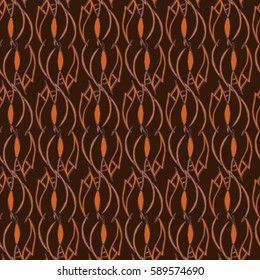 Seamless vector vintage pattern with colorful orange design elements for your projects.