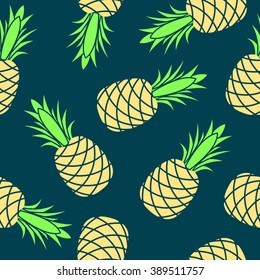Seamless vector vintage pineapple pattern.