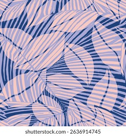 seamless vector violet and orange leaf abstract pattern on blue background