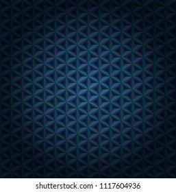Seamless vector volumetric dark blue pattern with vignette. Glossy luxury dark blue polygonal tiles modern background.