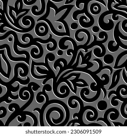 seamless vector wallpaper with curls. monochrome background image