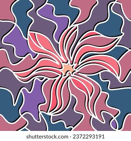 seamless vector wallpaper with a flower in the center in stained glass style. bright background