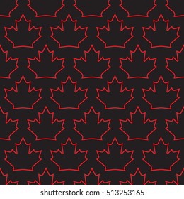 A seamless vector wallpaper made up of repeating maple leaves. This Canadian pattern would be ideal for use in textile design or wrapping paper.