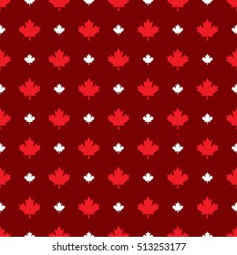 A seamless vector wallpaper made up of repeating maple leaves. This Canadian pattern would be ideal for use in textile design or wrapping paper.