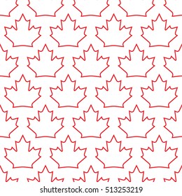 A seamless vector wallpaper made up of repeating maple leaves. This Canadian pattern would be ideal for use in textile design or wrapping paper.