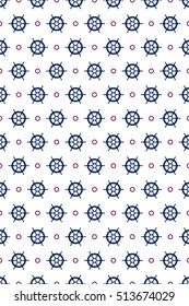A seamless vector wallpaper made up of repeating nautical wheels. This trendy pattern would be ideal for use in textile design or wrapping paper for a baby boy.
