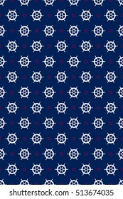 A seamless vector wallpaper made up of repeating nautical wheels. This trendy pattern would be ideal for use in textile design or wrapping paper for a baby boy.