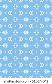 A seamless vector wallpaper made up of repeating nautical wheels. This trendy pattern would be ideal for use in textile design or wrapping paper for a baby boy.
