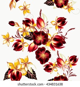 Seamless vector wallpaper pattern with flowers