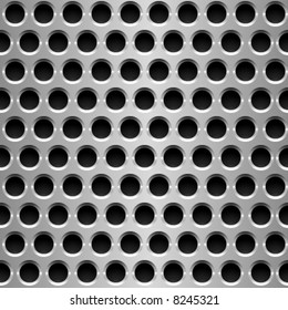 Seamless Vector Wallpaper Of Perforated Metal Plate.