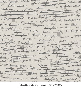 Seamless vector wallpaper. Scrawl & spots. Based on the manuscript of XIX century