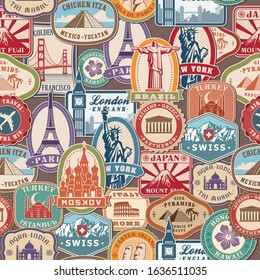 Seamless vector Wallpapers or background travel, vacation, famous places