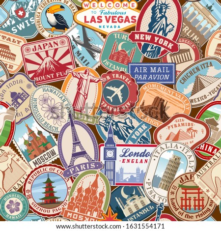 Seamless vector Wallpapers or background travel, vacation, famous places