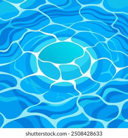 Um vetor sem emenda do fundo de uma piscina de água com tons claros e azuis. Ondulações suaves e padrões de ondas criam profundidade, com reflexões de luz adicionando uma textura suave e fluente, evocando um refrescante e 