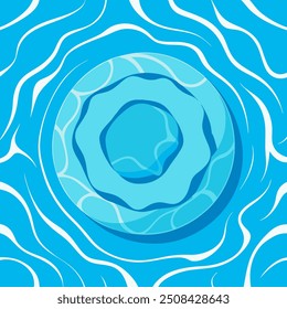 A seamless vector of a water pool's bottom with clear, cool blue hues. Gentle ripples and wave patterns create depth, with light reflections adding a smooth, flowing texture, evoking a refreshing and 
