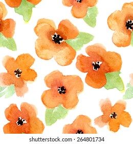 Seamless vector watercolor flower pattern bohemian style 