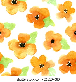 Seamless vector watercolor flower pattern
