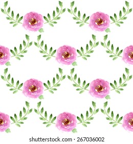Seamless vector watercolor flower pattern bohemian style 