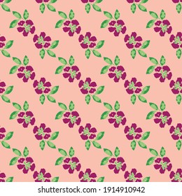 Seamless vector watercolour florals and bugs, suitable for fabric print, packaging, background pattern, gift wrap, book cover and other design projects. 