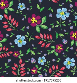 Seamless vector watercolour florals, suitable for fashion fabric, home deco, children design, gift wrap, packaging, book cover and other design projects. 