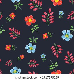 Seamless vector watercolour florals, suitable for fashion fabric, home deco, children design, gift wrap, packaging, book cover and other design projects. 