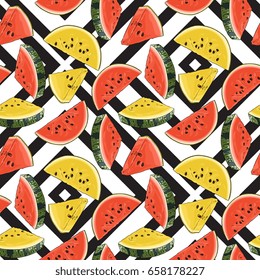 Seamless Vector Watermelon Pattern
